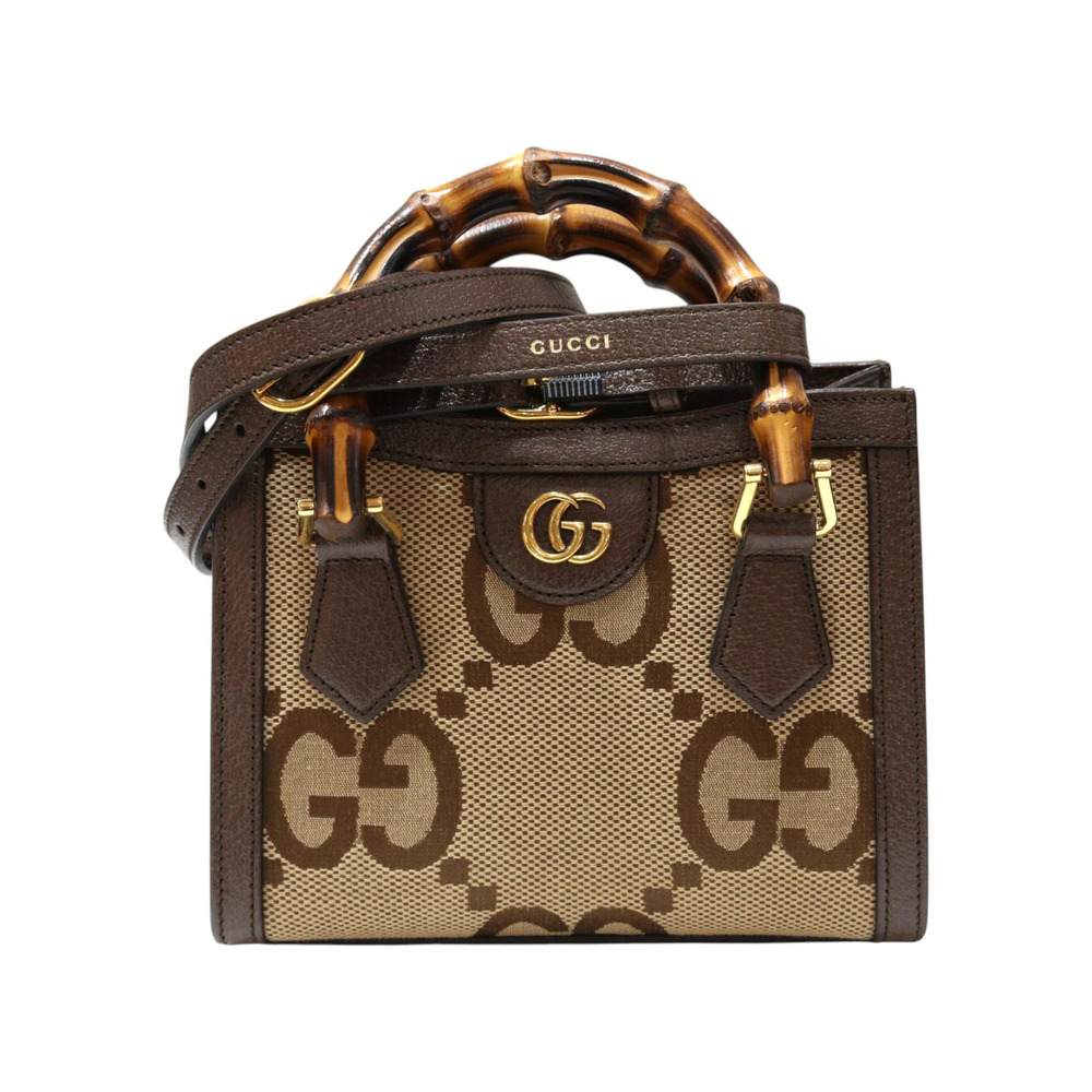 GUCCI Diana Jumbo GG Bag Leather Brown Handbag